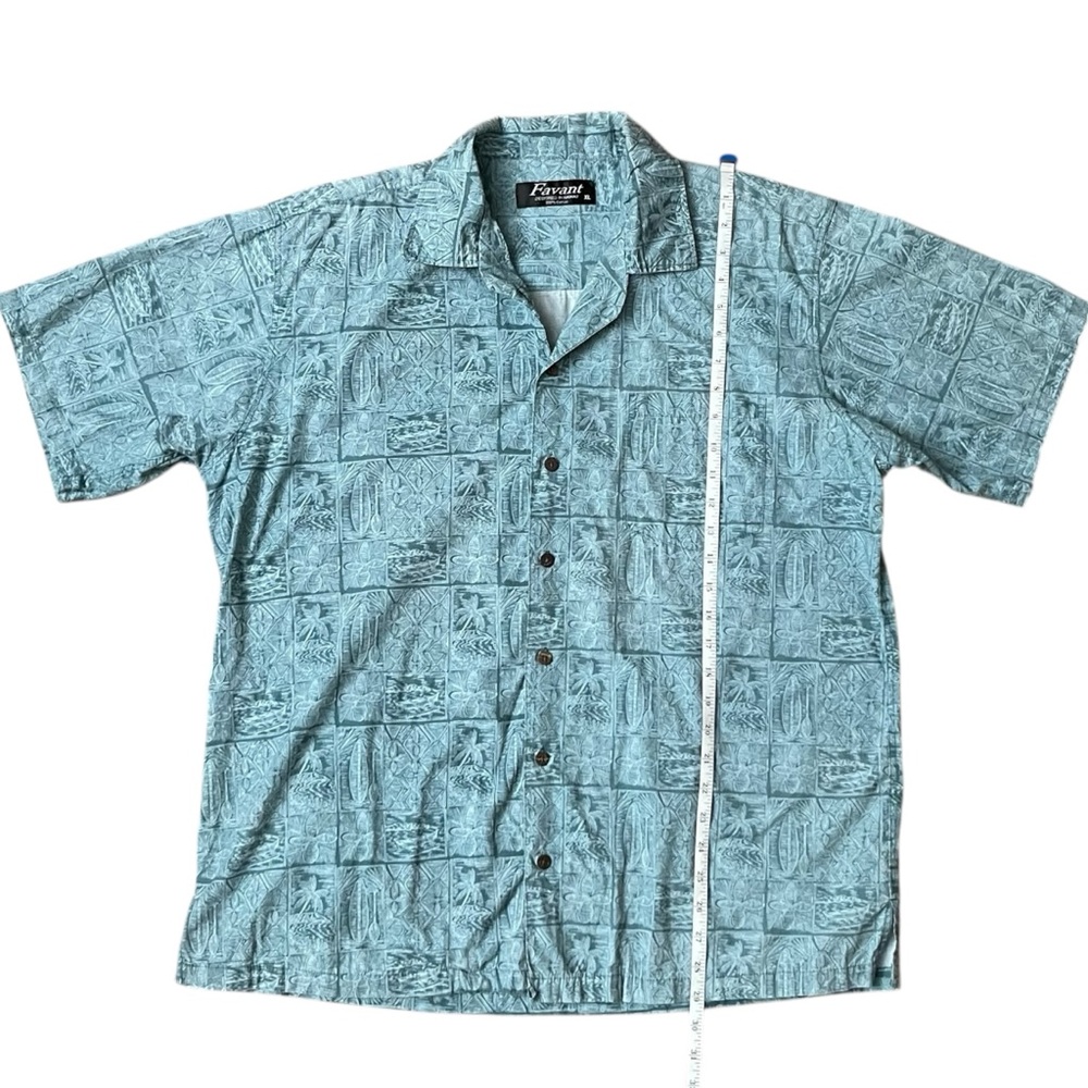 Men’s‎ Favant Blue Hawaiian Surfboard Print Button Down Shirt XL Beach Resort - Picture 6 of 9